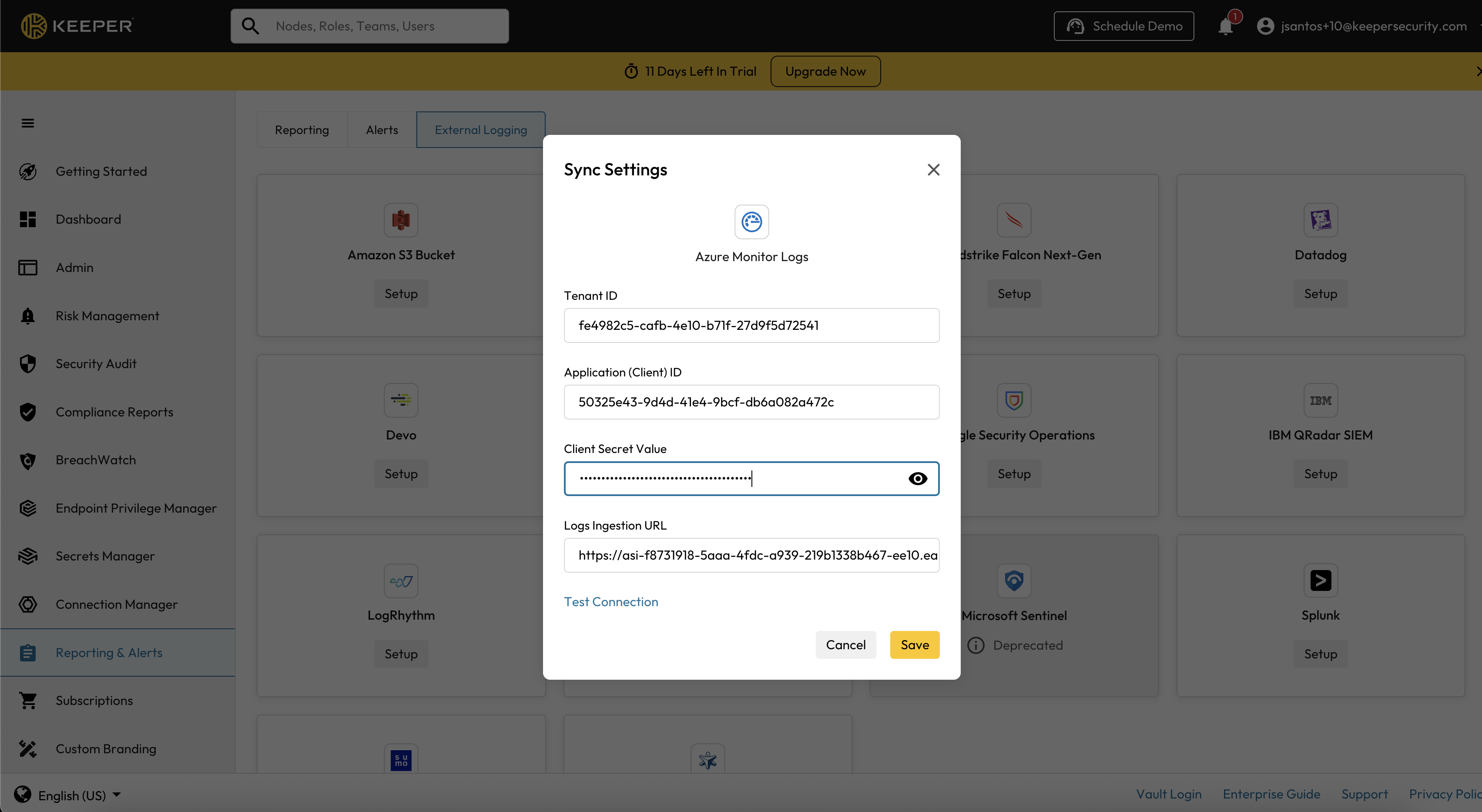 Sync Settings for Microsoft Sentinel